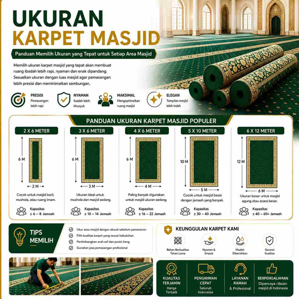 Ukuran Karpet Masjid Untuk Ruang Utama Dan Area Tambahan